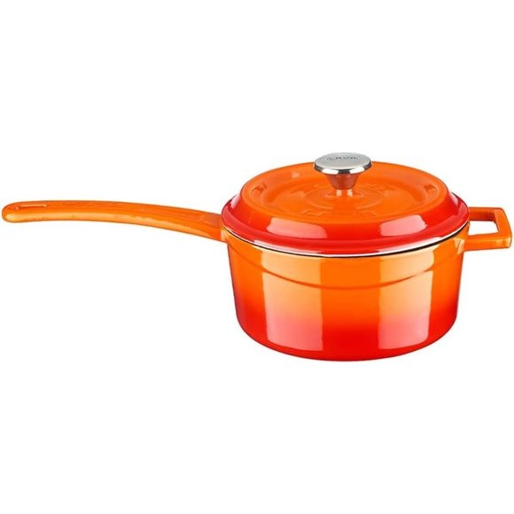 1.5 Blue Quarts Round Sauce Pot Long Handle with Lid - Picture 7 of 7